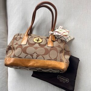 COACH SIGNATURE MONOGRAM TURN LOCK SCARF SHOULDER BAG